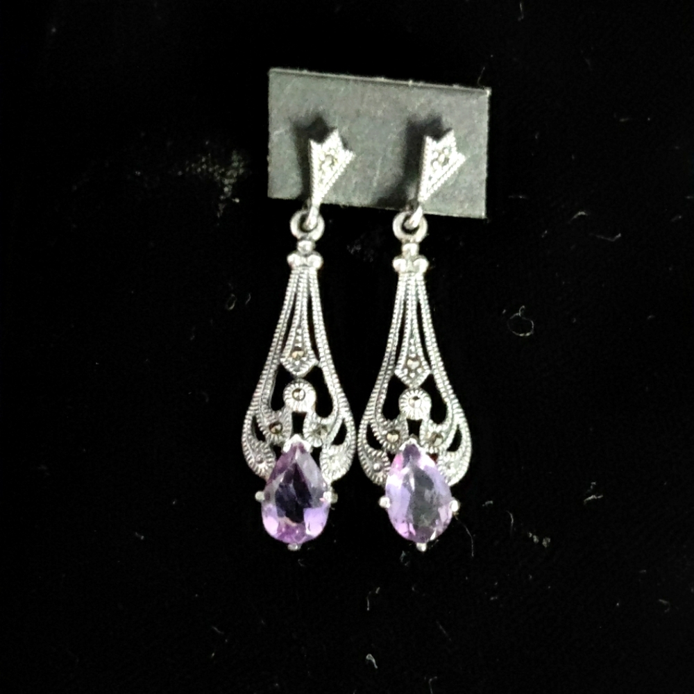 Vintage Amethyst art deco style earrings